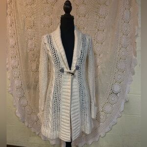 GAP Cream Knit Cardigan with Faux Tooth Closure